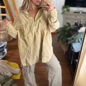 Aerie offline oversized quarter zip utility corduroy material